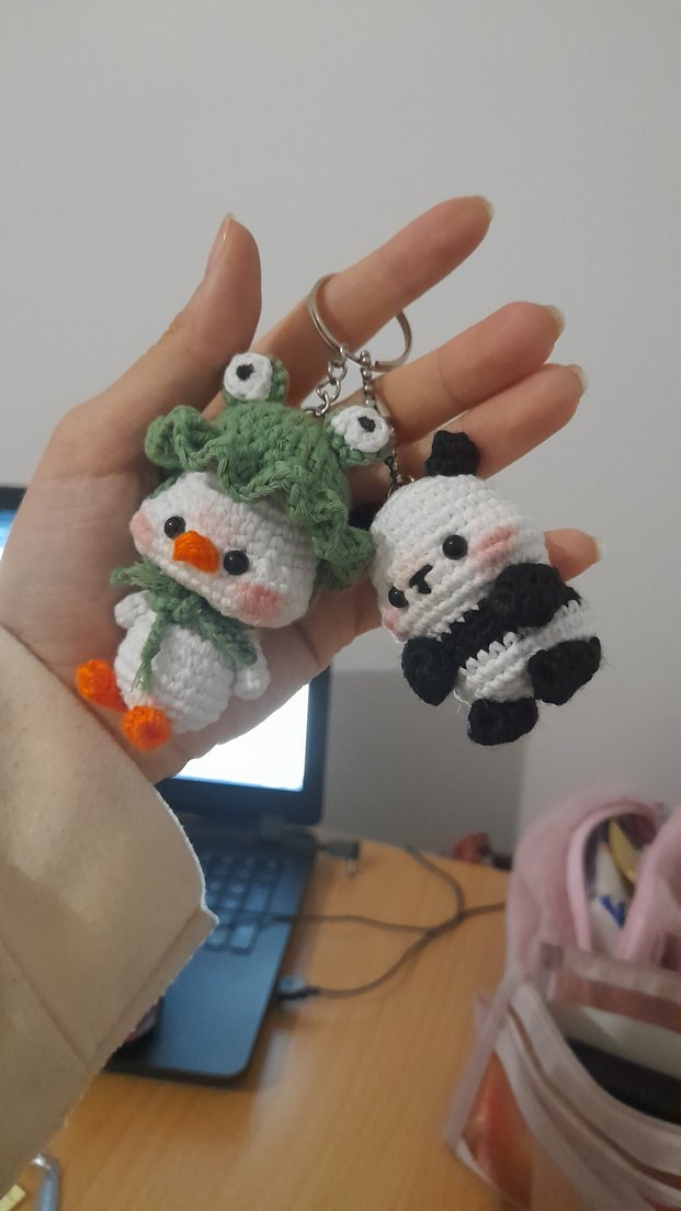 Renkli Örgü Panda Anahtarlık - Görsel 2