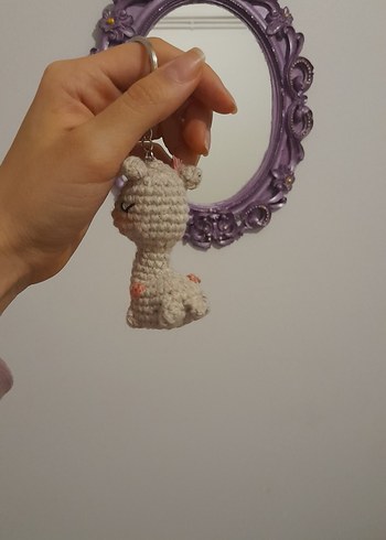 Pembe Zürafa Örgü Anahtarlık - Görsel 3