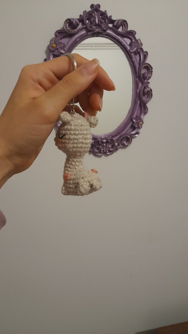 Pembe Zürafa Örgü Anahtarlık - Görsel 3