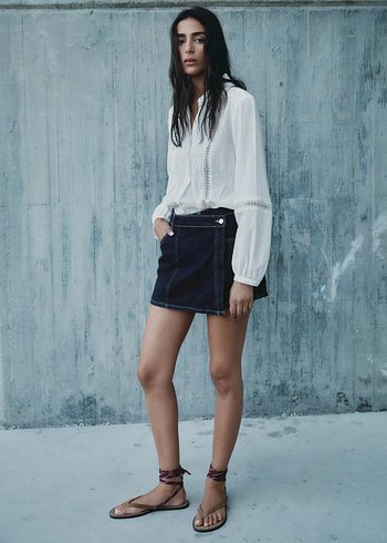 Zara Z1975 DENİM CROSOFER ETEK SORT
