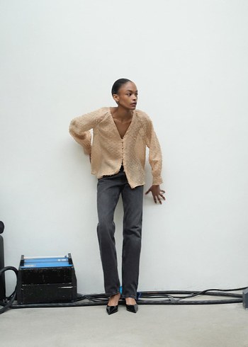 PLUMETI KUMAŞTAN YARI ŞEFFAF BLUZ - Görsel 2