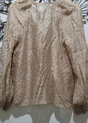 PLUMETI KUMAŞTAN YARI ŞEFFAF BLUZ - Görsel 9