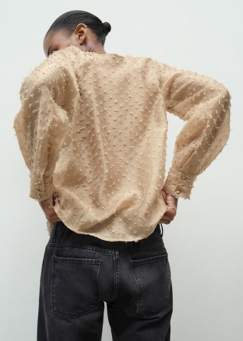 PLUMETI KUMAŞTAN YARI ŞEFFAF BLUZ - Görsel 4