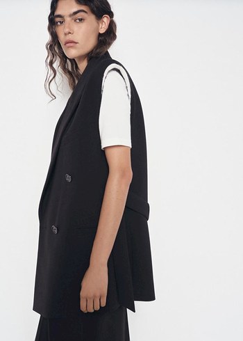 Siyah Kolsuz Mini Kadın Blazer - Görsel 2