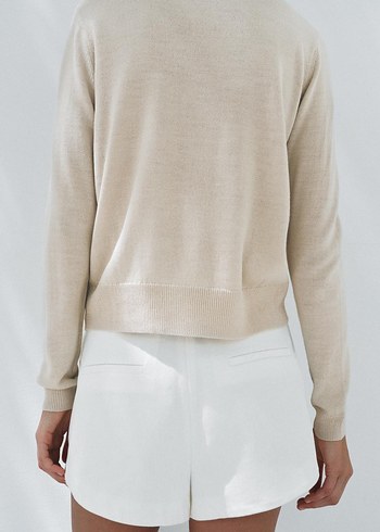 Camel Renkli Salaş Denim Kazak - Görsel 5