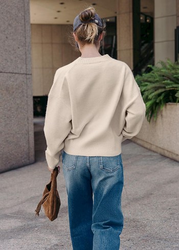 Camel Renkli Salaş Denim Kazak - Görsel 9