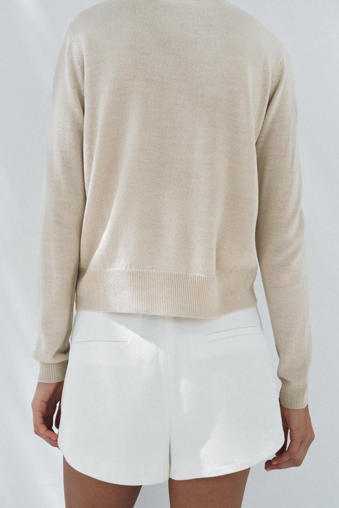 Camel Renkli Salaş Denim Kazak - Görsel 5