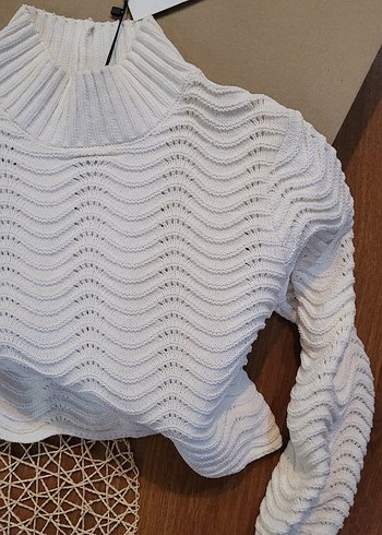 Beyaz Örgü Balıkçı Yaka Kadın Kazak - Görsel 4