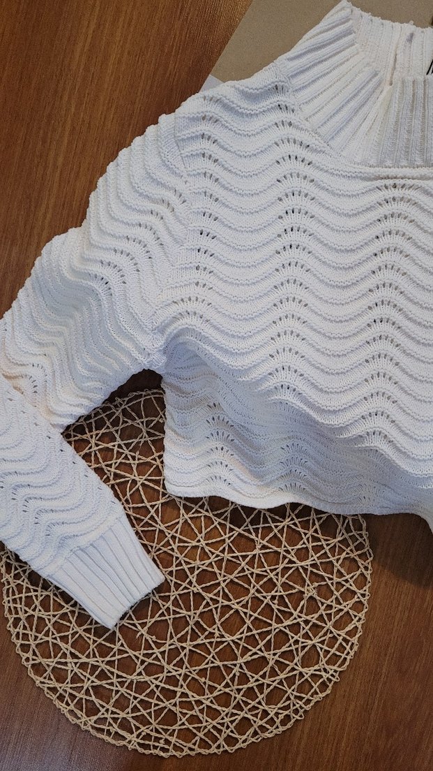 Beyaz Örgü Balıkçı Yaka Kadın Kazak - Görsel 5