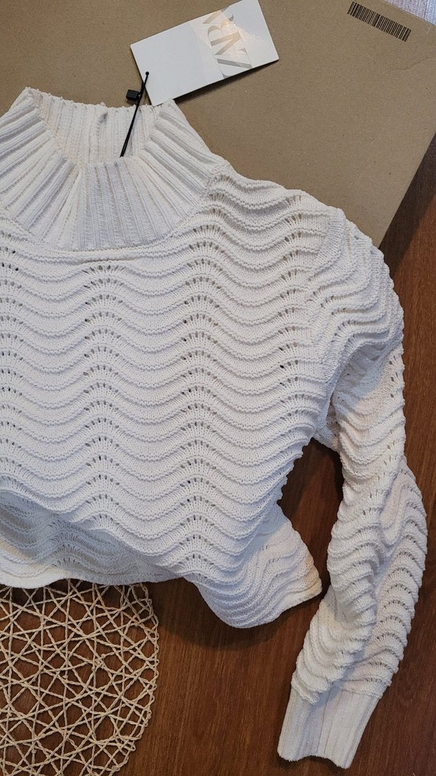 Beyaz Örgü Balıkçı Yaka Kadın Kazak - Görsel 4