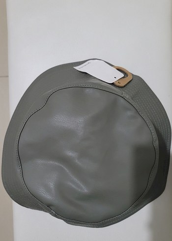 Kadın Gri Deri Bucket Şapka - Görsel 4