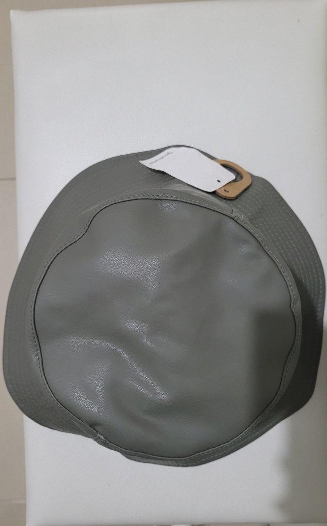 Kadın Gri Deri Bucket Şapka - Görsel 4