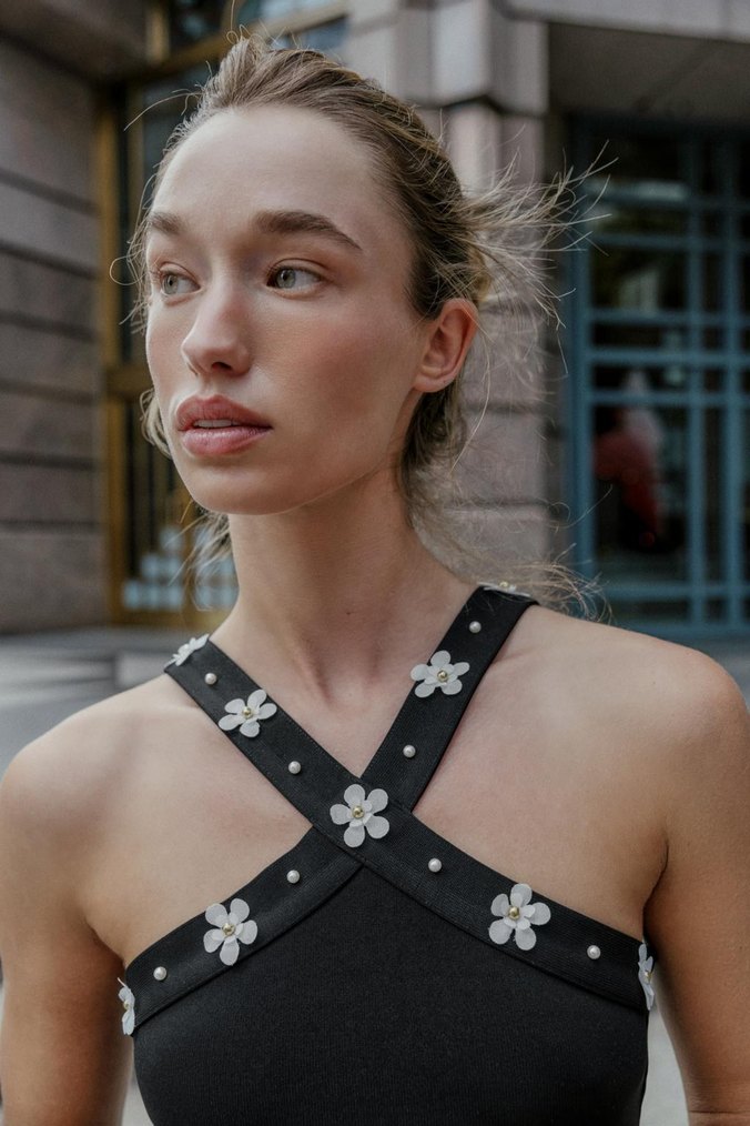 HALTER ELASTİK ÇİÇEK BODY - Görsel 4