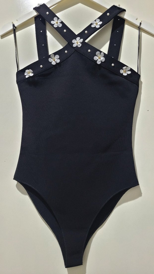 HALTER ELASTİK ÇİÇEK BODY - Görsel 5