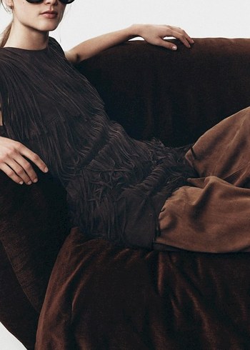 LIMITED EDITION SÜET DERİ SAÇAKLI ELBİSE - Görsel 11