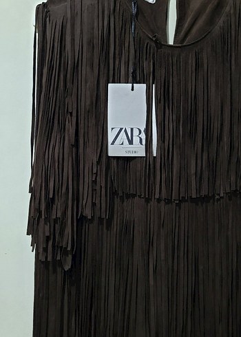 LIMITED EDITION SÜET DERİ SAÇAKLI ELBİSE - Görsel 6