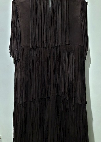 LIMITED EDITION SÜET DERİ SAÇAKLI ELBİSE - Görsel 9