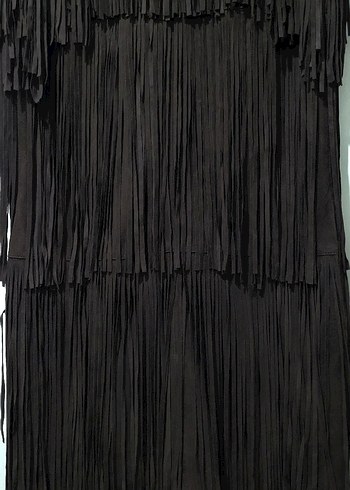 LIMITED EDITION SÜET DERİ SAÇAKLI ELBİSE - Görsel 8