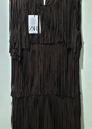 LIMITED EDITION SÜET DERİ SAÇAKLI ELBİSE - Görsel 5