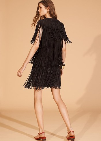 LIMITED EDITION SÜET DERİ SAÇAKLI ELBİSE - Görsel 4