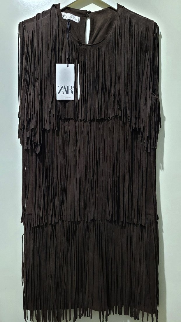 LIMITED EDITION SÜET DERİ SAÇAKLI ELBİSE - Görsel 5