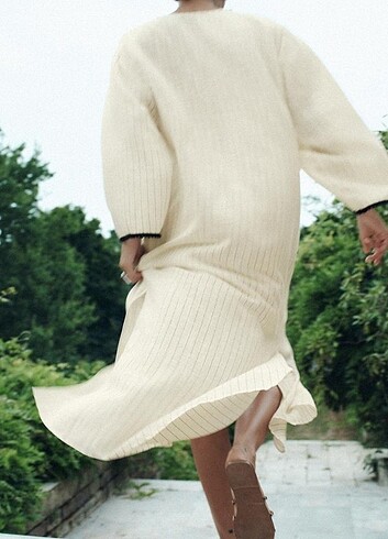 Zara RUSTİK ÇİZGİLİ KAFTAN ELBİSE(M-L BEDEN)