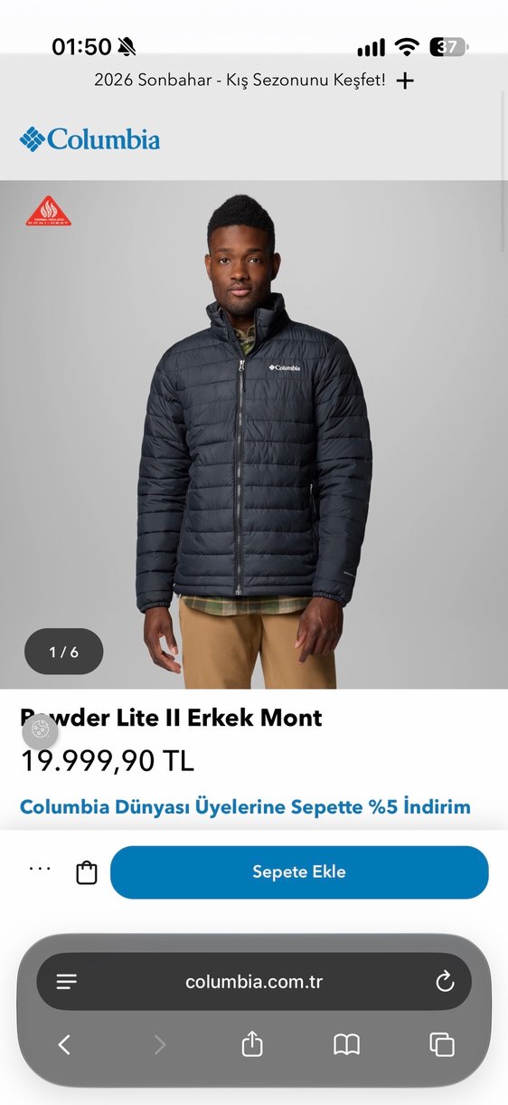 Columbia Siyah Şişme Mont — görsel 6/6