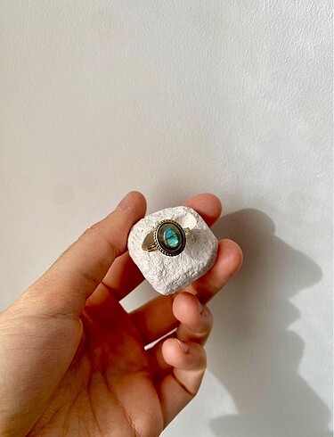 Labradorit Doğal Taşlı Bronz Yüzük