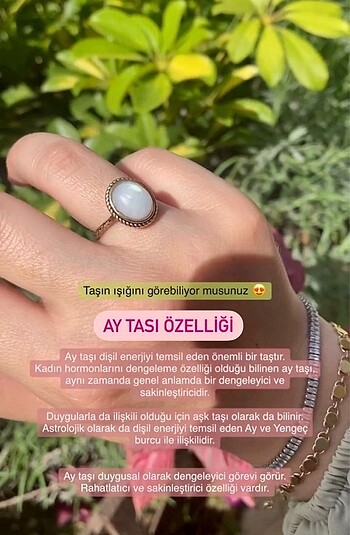 Ay Doğal Taşlı Bronz Yüzük