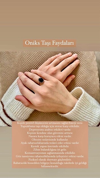 Oniks Doğal Taşlı Bronz Yüzük