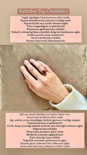 Sıkma Kehribar Doğal Taşlı Yüzük