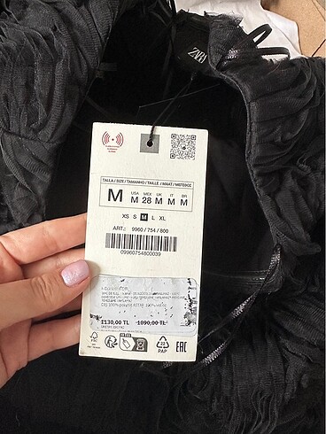 m Beden Zara çiçek dokulu mini elbise