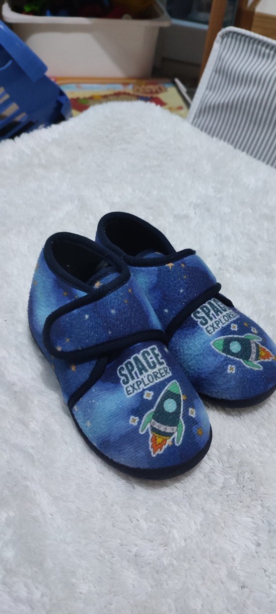 Erkek Çocuk Mavi Kadife Kaydırmaz panduf - Görsel 4