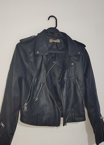 Siyah Deri Ceket Kadın - Görsel 4
