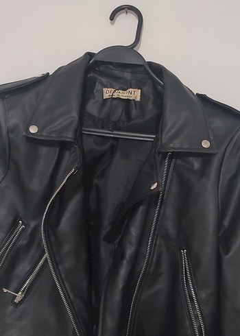 Siyah Deri Ceket Kadın - Görsel 2