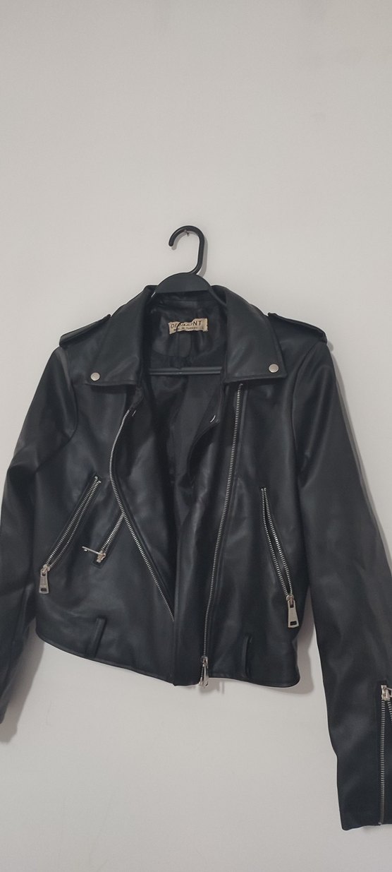 Siyah Deri Ceket Kadın - Görsel 3