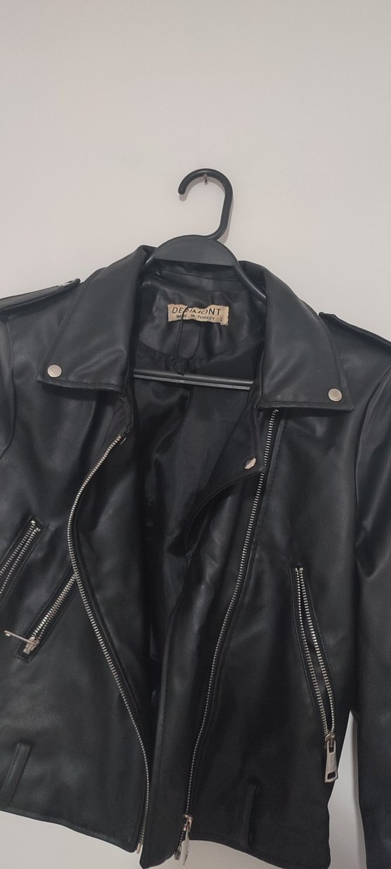 Siyah Deri Ceket Kadın - Görsel 2