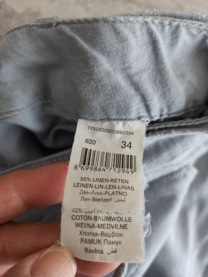 Gri Kemerli Keten Mini Şort - Görsel 4