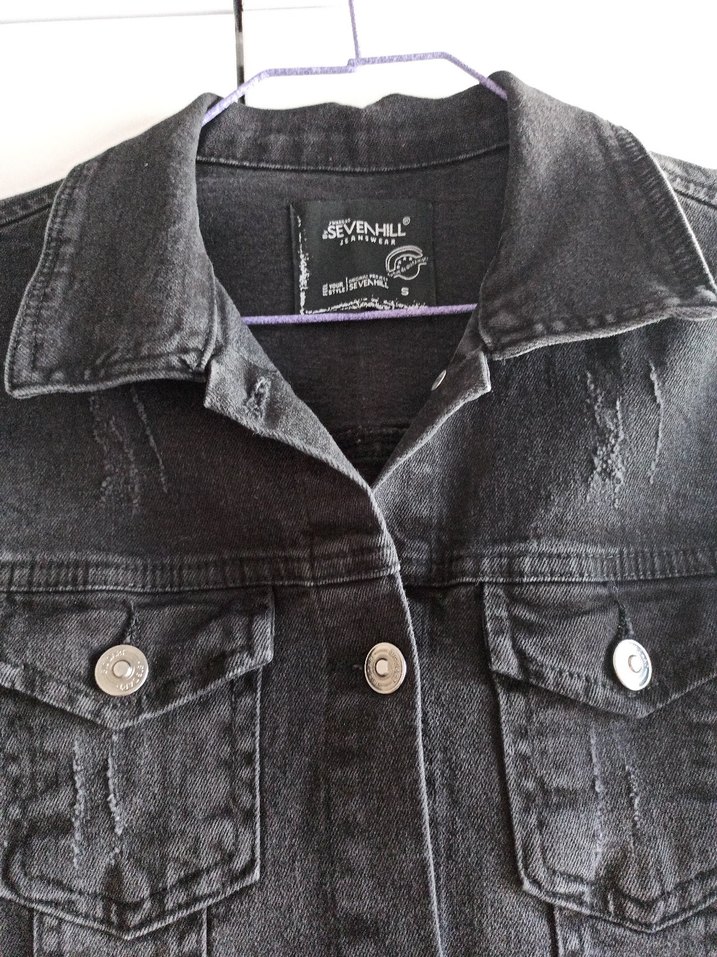 Seven Hill marka Siyah Düğmeli Kadın Denim Ceket.. - Görsel 2