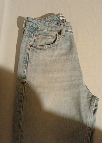 Zara marka açık mavi Renkli Midi Boy Kadın Jean  Denim Pantolon - Görsel 8