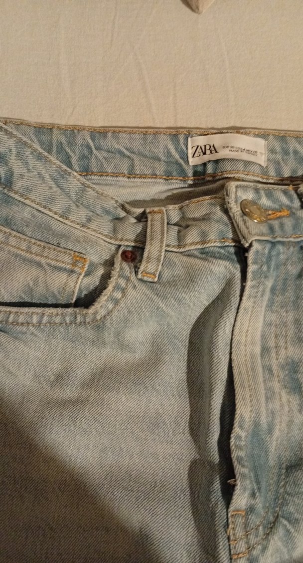 Zara marka açık mavi Renkli Midi Boy Kadın Jean  Denim Pantolon - Görsel 2