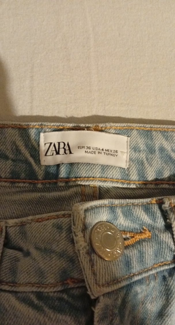 Zara marka açık mavi Renkli Midi Boy Kadın Jean  Denim Pantolon - Görsel 3