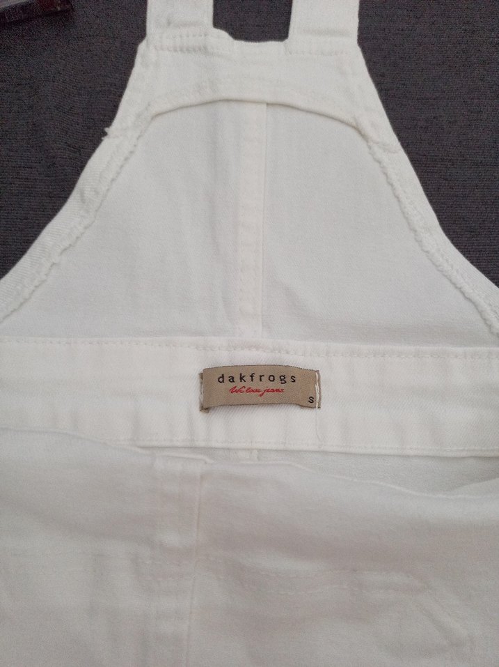 Kadın Beyaz Pamuklu Askılı Kısa Tulum - Görsel 2