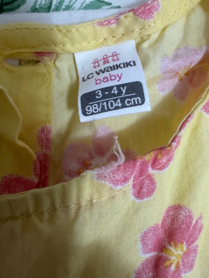 Kız Çocuk Sarı Çiçekli Elbise - Görsel 2