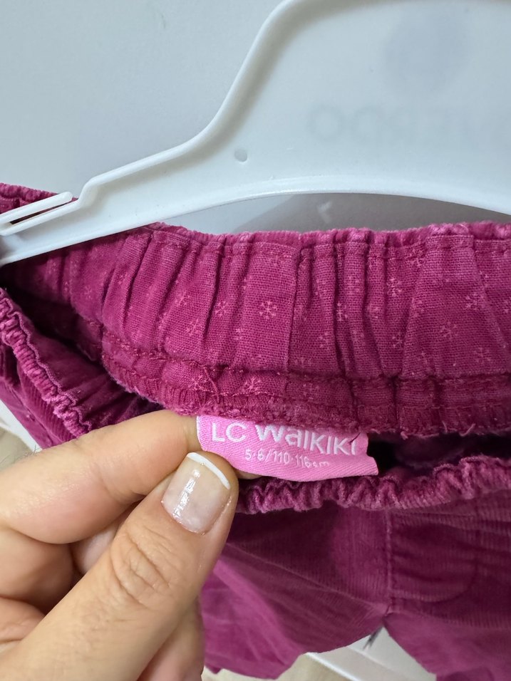 Kız Çocuk Mor Süet Elastik Pantolon - Görsel 3