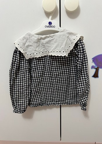 Nakışlı Beyaz Yakalı Kız Gömleği - Görsel 2