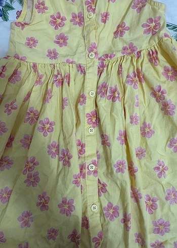 Çiçek Desenli Sarı Kız Çocuk Elbise - Görsel 3