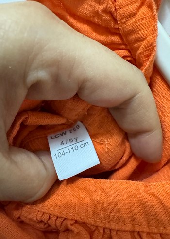 Kolsuz Keten Turuncu Kız Elbisesi - Görsel 3