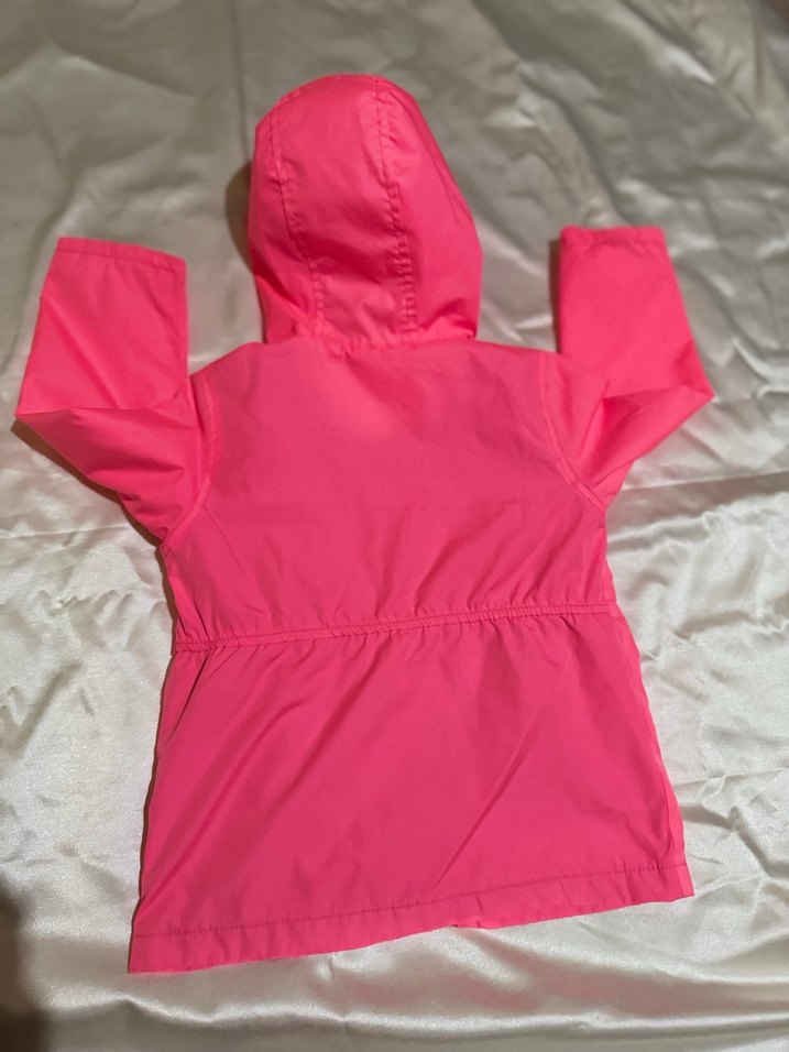 Kız Çocuk Kapüşonlu Pembe Fermuarlı Yağmurluk - Görsel 2