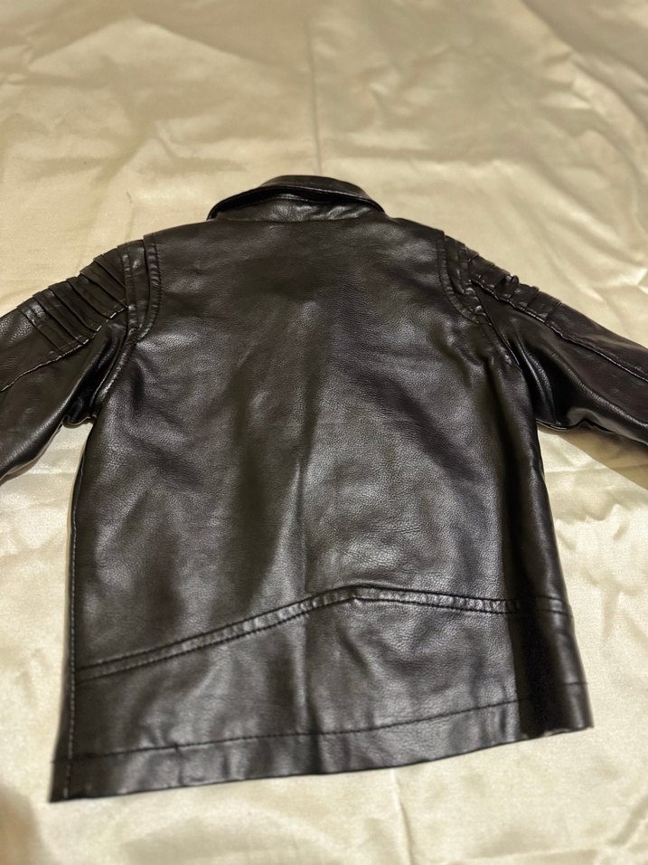 Erkek Çocuk Siyah Deri Biker Ceket - Görsel 4